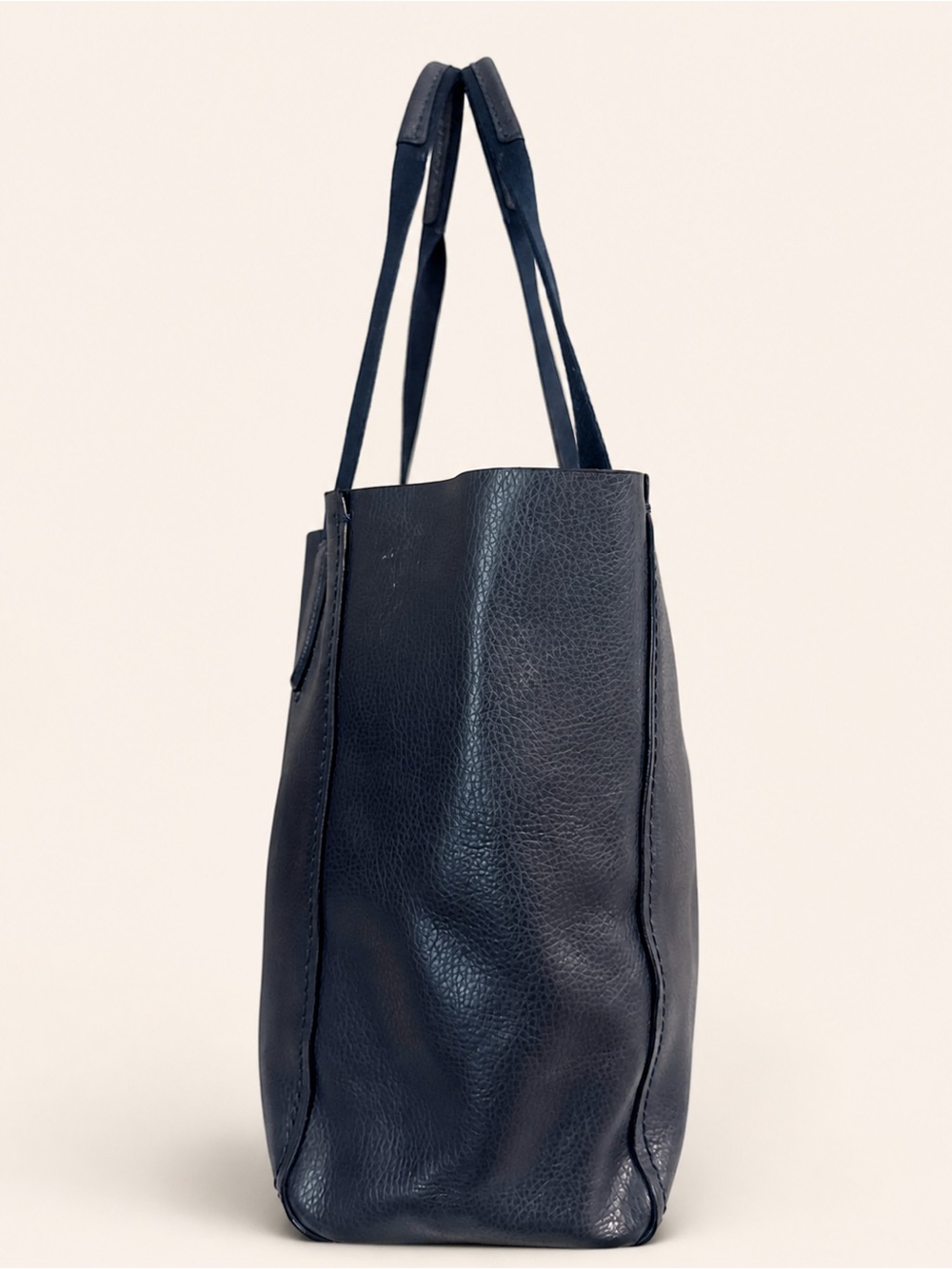 Coach Derby Tote Pebbled Leather Navy Blue Shoulder Bag - Picture 3 of 9